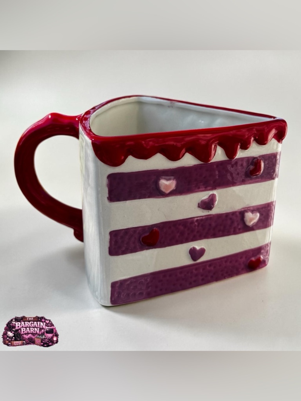 Yummy Collection Cake Slice Mug Pink Heart 3D Dessert Coffee Tea Cup Cute Gift